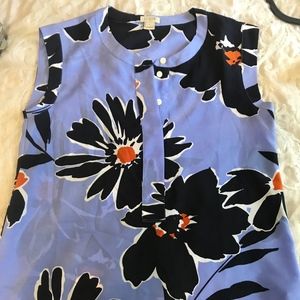J. Crew Floral Printed Drapey Sleeveless Blouse